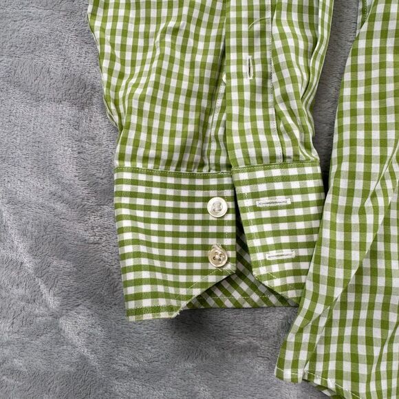 Tailorbyrd Shirt Mens Medium Green Gingham Plaid Flamingo Button Up* - Picture 7 of 12